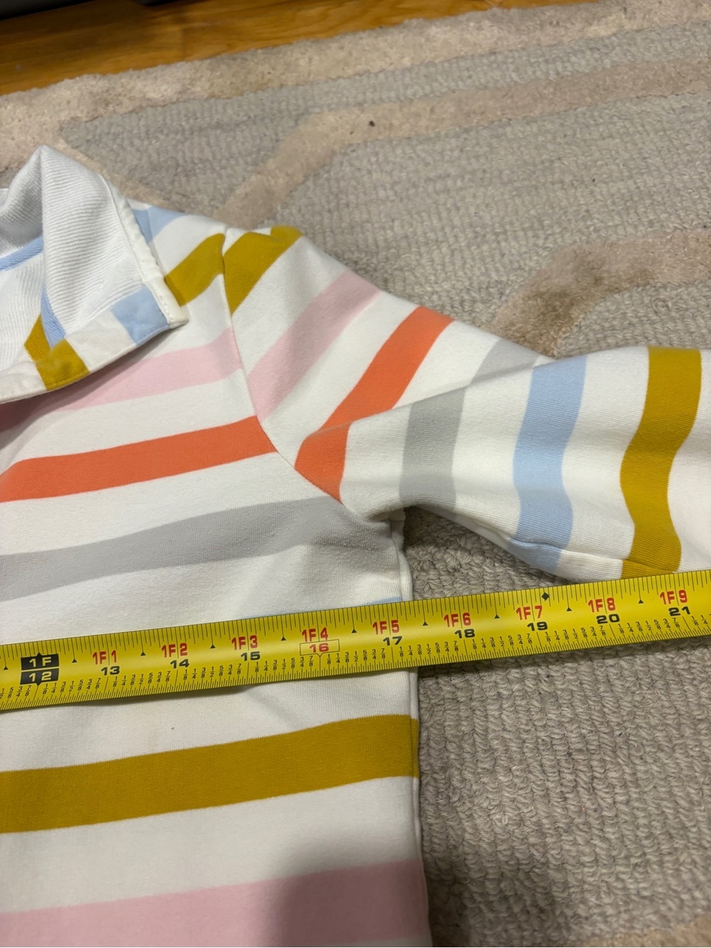 Joules Striped Half-Placket Pullover in Coral, Mustard, Pink & Sky - Picture 3 of 5